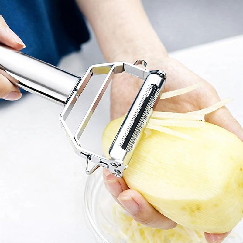AnGeer Julienne Peeler, Stainless Steel Vegetable Peeler, Double-Sided Blade Vegetable Julienne Cutter and Fruit Slicer, Dual Blade Multifunction Potato Peeler - Image 5
